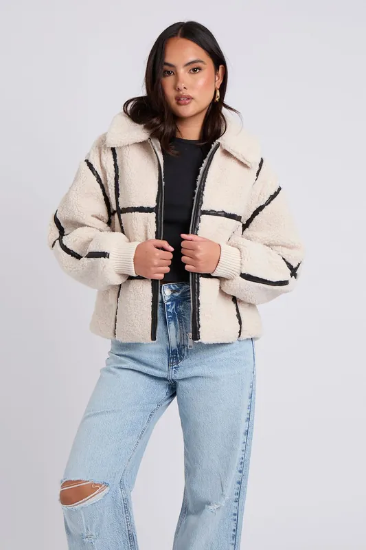 Taped Borg Coat - Urban Bliss