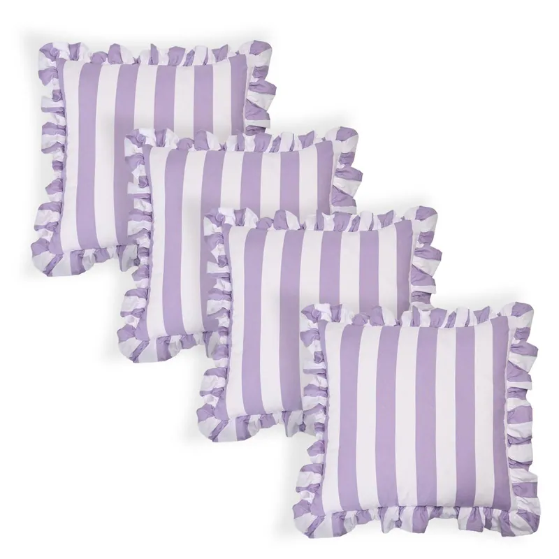 4 Pack Stripe Frill Cushion Cover - OHS