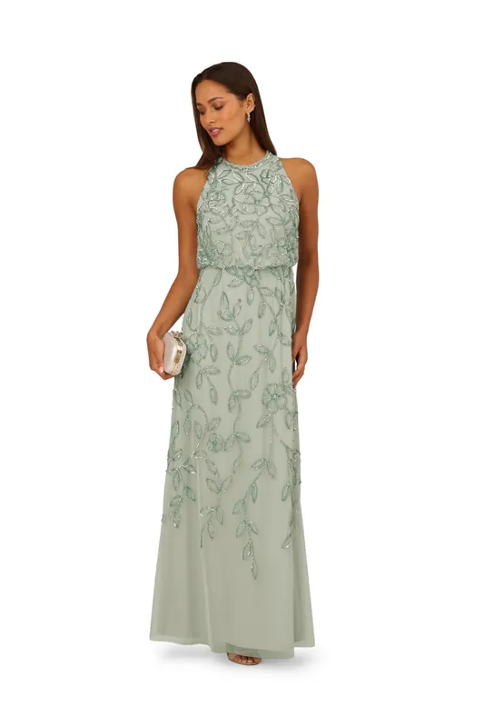 Blouson Bead Long Dress - Adrianna Papell