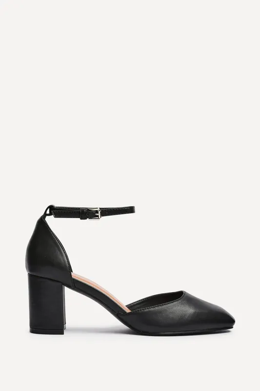 Sydney Black Square Toe Court Heels - Linzi