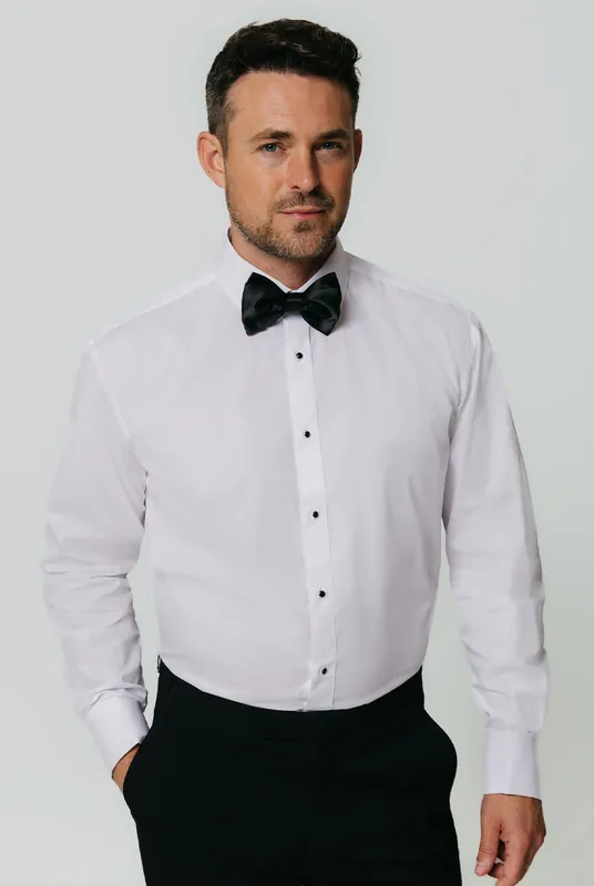 White Stud Button Front Dress Shirt - Dobell