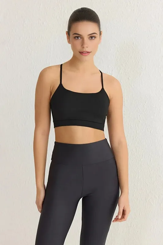 Strappy Back Scoop Neck Supportive Knit Sports Bra - WOVCOR