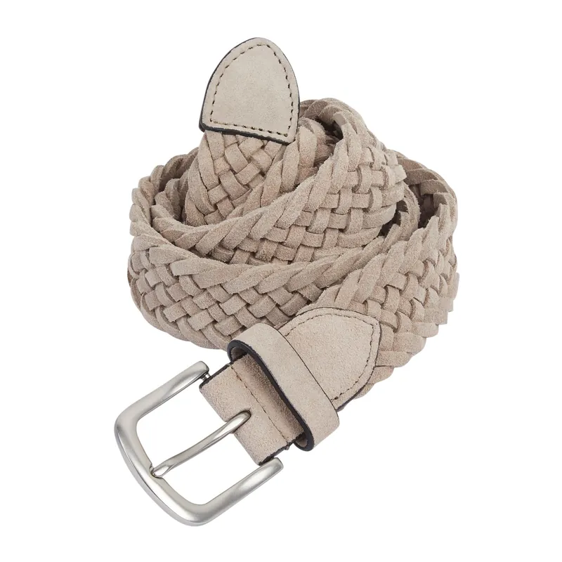 Kingston Suede Leather Woven Mens Belts - Silver Street London