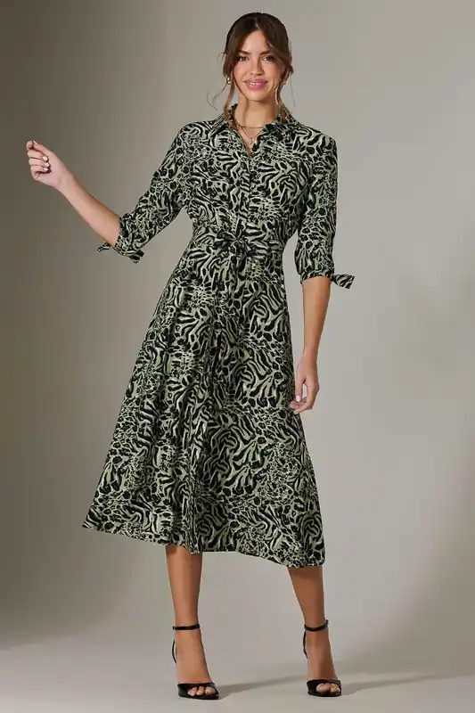 Tie Sleeve Shirt Maxi Dress - Jolie Moi