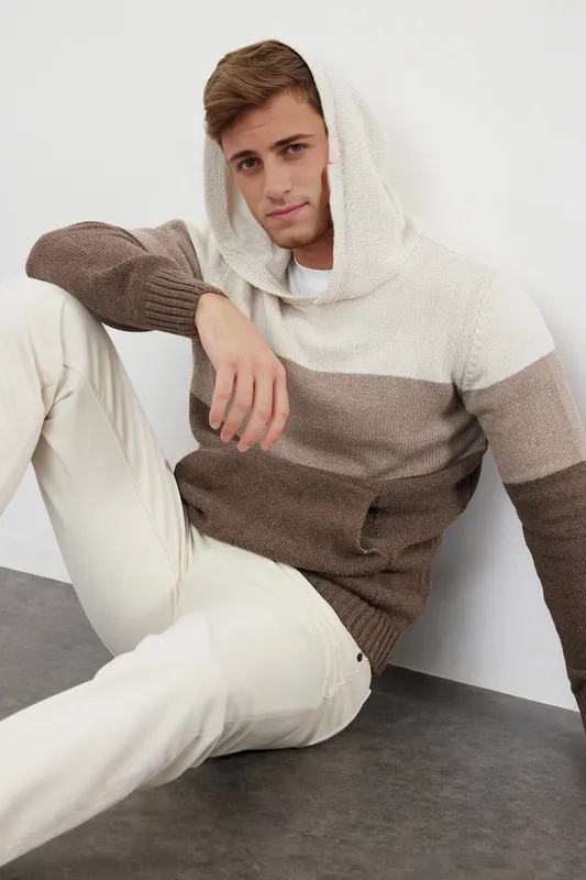 Colour Block Hooded Knit Jumper - WOVCOR