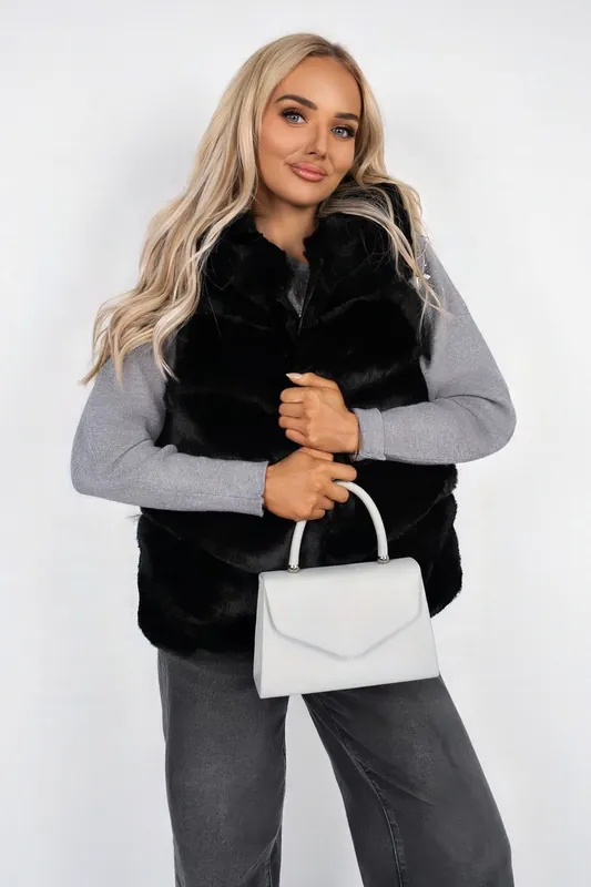 Alessina Hooded Sleeveless Faux Fur Gilet - IKRUSH