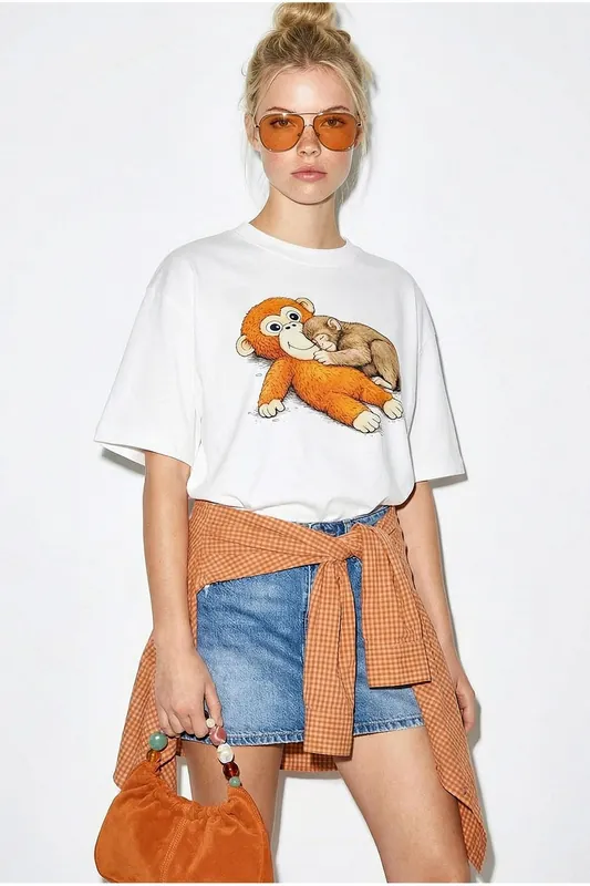 Printed Crew Neck T-Shirt with Accessory Detail