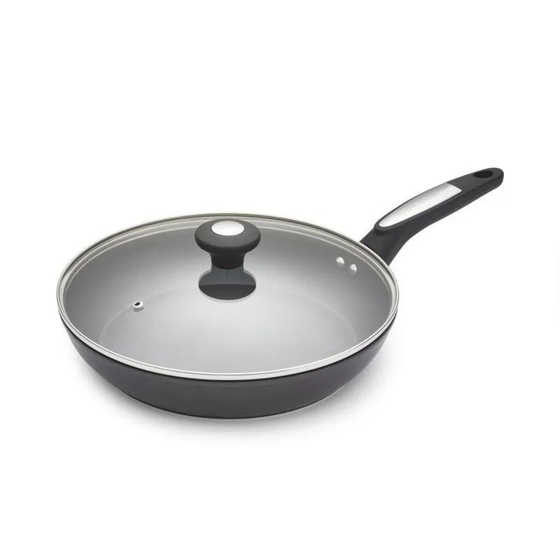 28cm Forged Aluminium Ceramica Lidded Frying Pan - Black