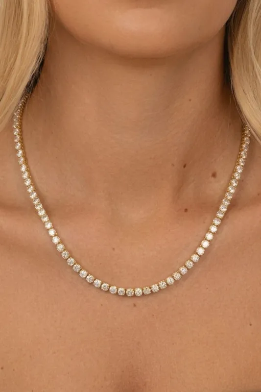18K Gold Plated Diamond Tennis Necklace - Serla