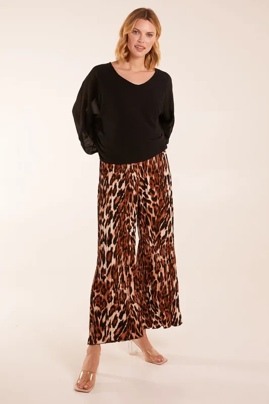 Abstract Cheetah Pleated Trousers - Blue Vanilla
