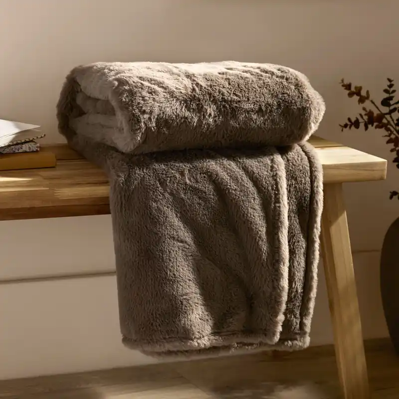 Kallu Reversible Faux-Fur Throw