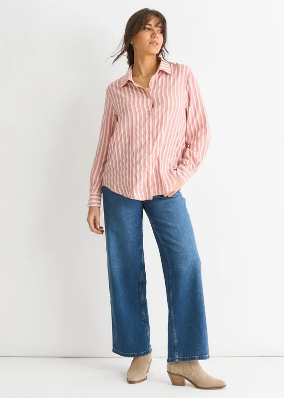 Blush Stripe Oversized Shirt - Gini London