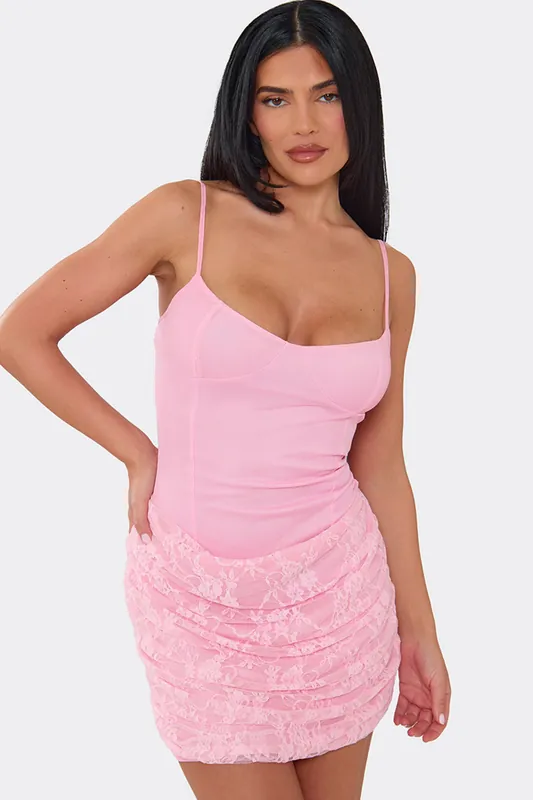 Strappy Lacy Mini Dress - EGO