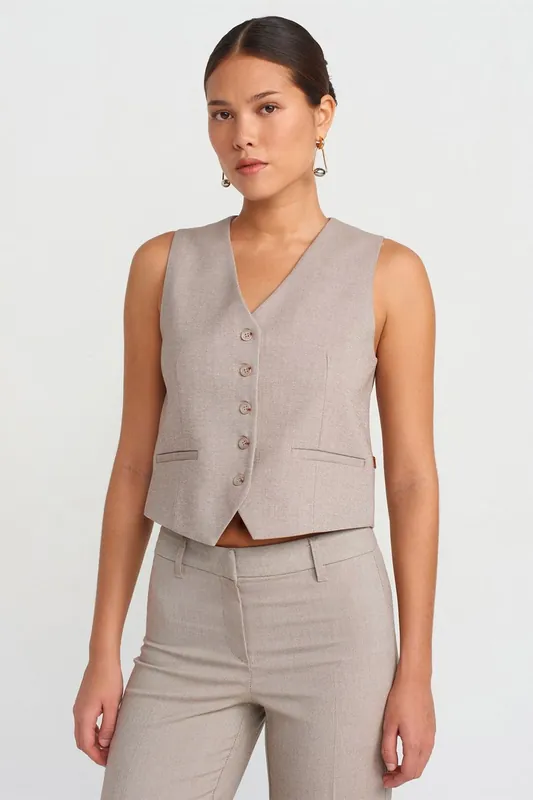 Belted Cropped V-Neck Waistcoat