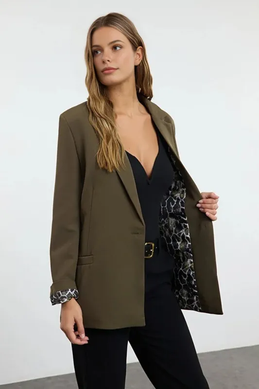 Single-Breasted Tailored Woven Blazer Jacket