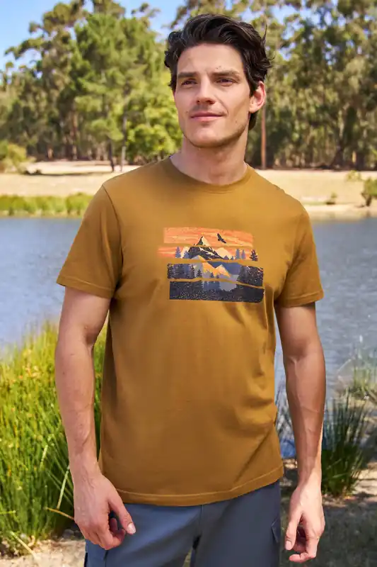 Mountain Explorer' Lightweight Short Sleeve 100% Cotton Tee - Mountain Warehouse