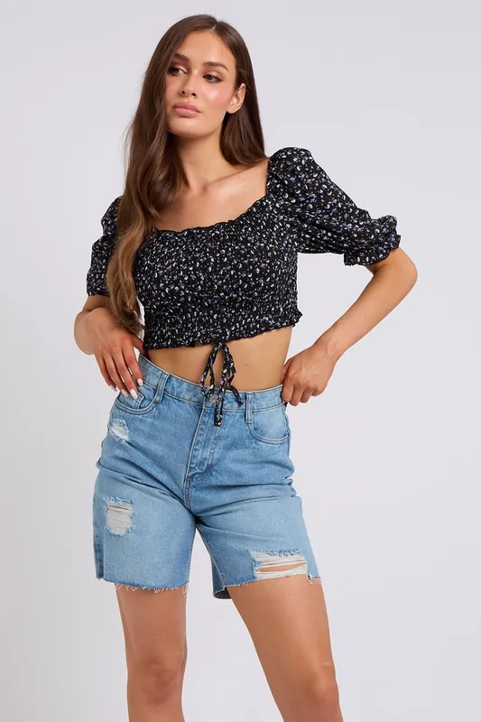Noelle Sheered Ruched Top - Urban Bliss