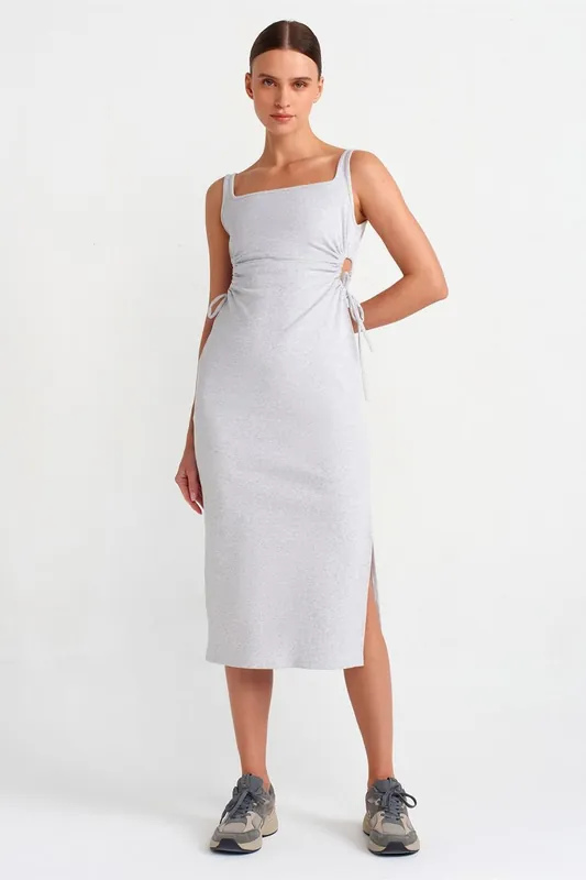 Sleeveless Bodycon Midi Dress With Cut-Out