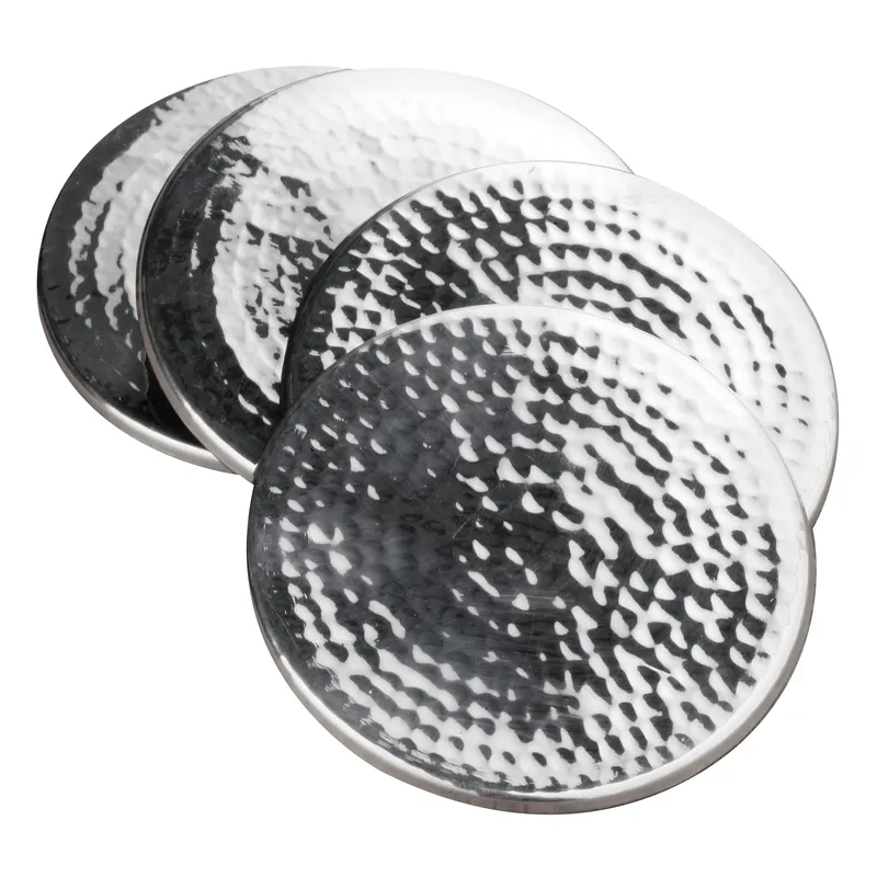 Set Of Four Hammered Effect Stainless Steel Coasters - Orsina
