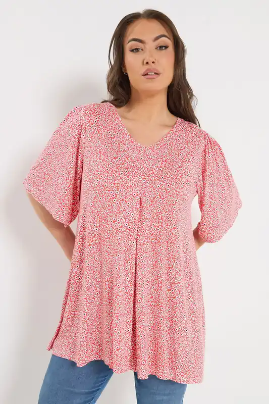 Ditsy Floral Pleated Front Top - Yours