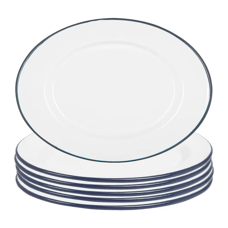 White Enamel Serving Platters - 30.5cm x 22.5cm - Pack of 6