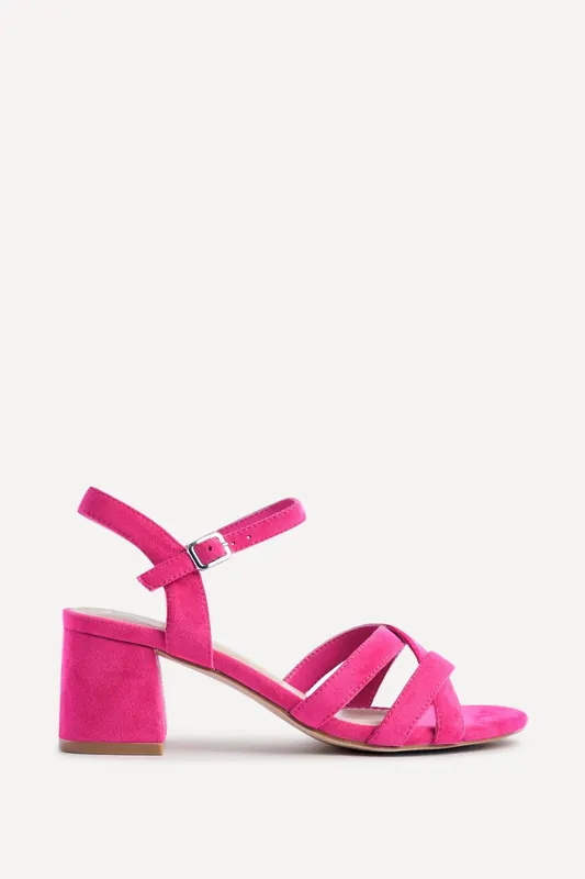 Flair Fuchsia Faux Suede Crossover Heeled Sandals - Linzi