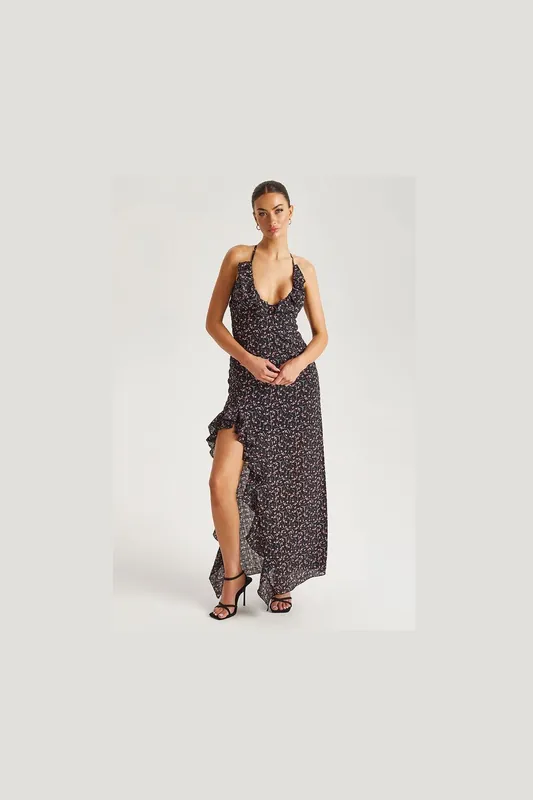 Floral Ruffle Strappy Maxi Dress - Urban Bliss