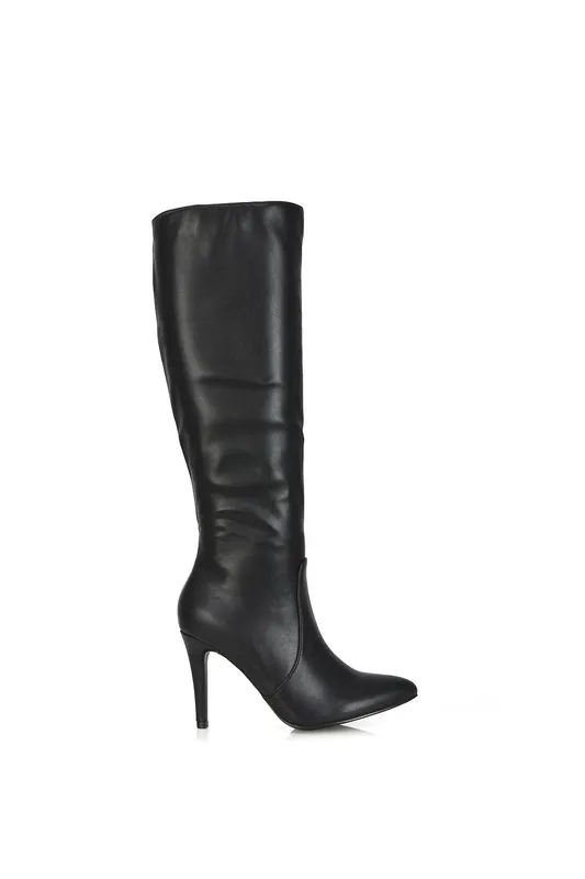 Bree' Pointed Toe Zip-up Stiletto Heel Knee High Boots