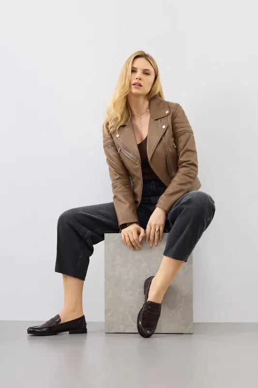 Real Leather Jasmine Biker Jacket - Bolongaro Trevor