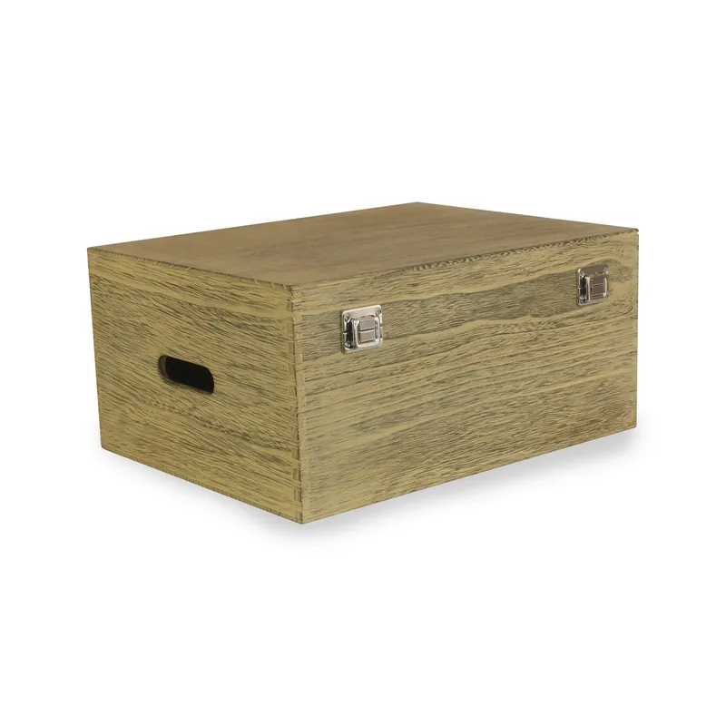 40cm Oak Effect Wooden Box - Red Hamper