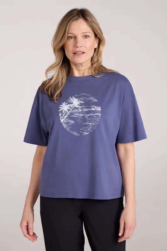 Beach' Lightweight Short Sleeve Soft 100% Cotton Boxy Fit T-Shirt