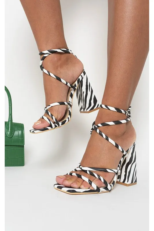 Michaela Strappy Ankle Block Heeled Sandals - IKRUSH