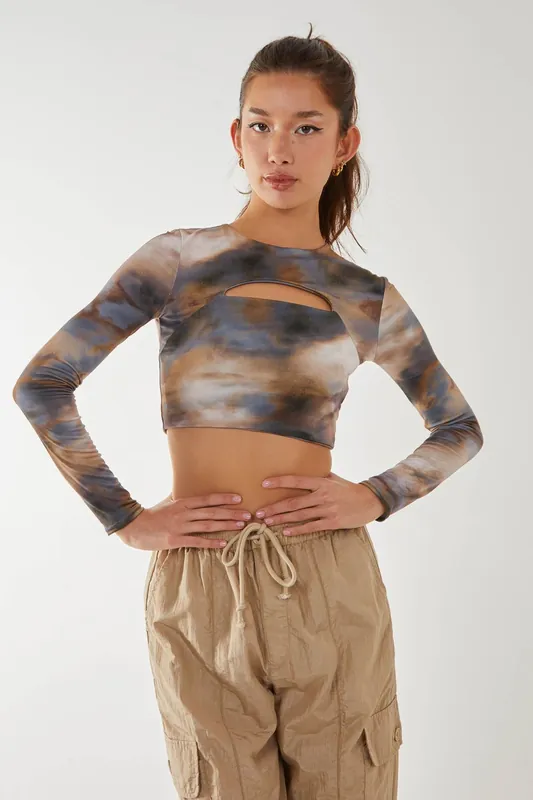 Galaxy Print Long Sleeve Top - Pink Vanilla