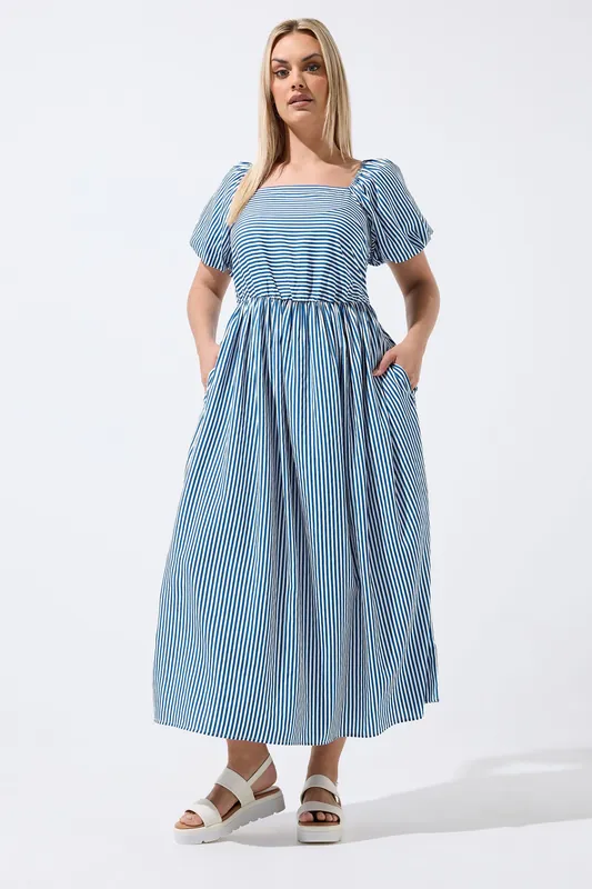Stripe Puff Sleeve Maxi Dress - Yours