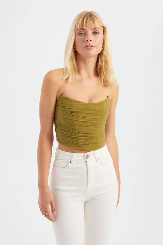 Strapless Ruched Crop Top - Hiccup