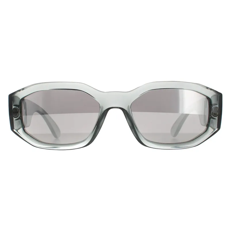 Rectangle Transparent Grey Light Grey Silver Mirror VE4361 Sunglasses - Versace