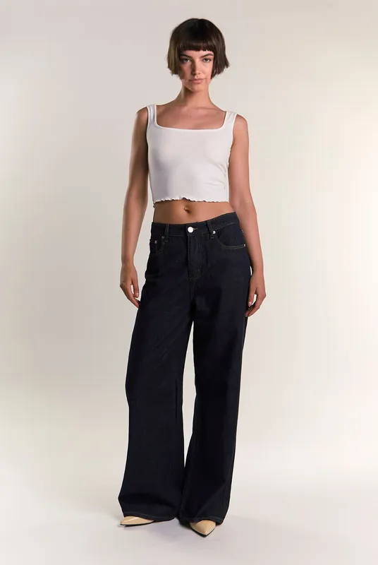 Off-White Ribbed-Sleeveless Crop-Top
