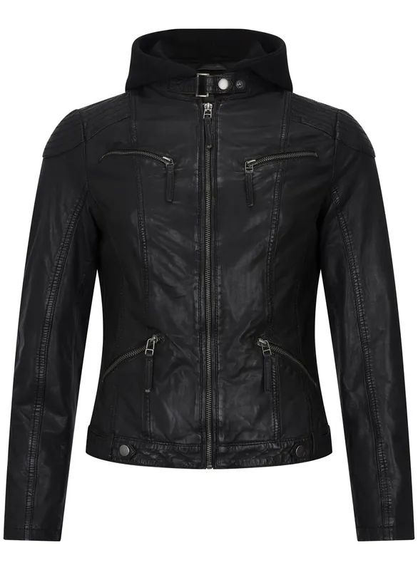 Hooded Biker Leather Jacket - TruClothing