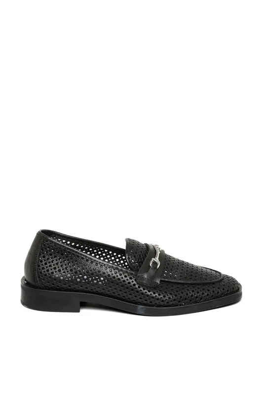Nafisa Loafer Black' Leather Flats - STEVE MADDEN