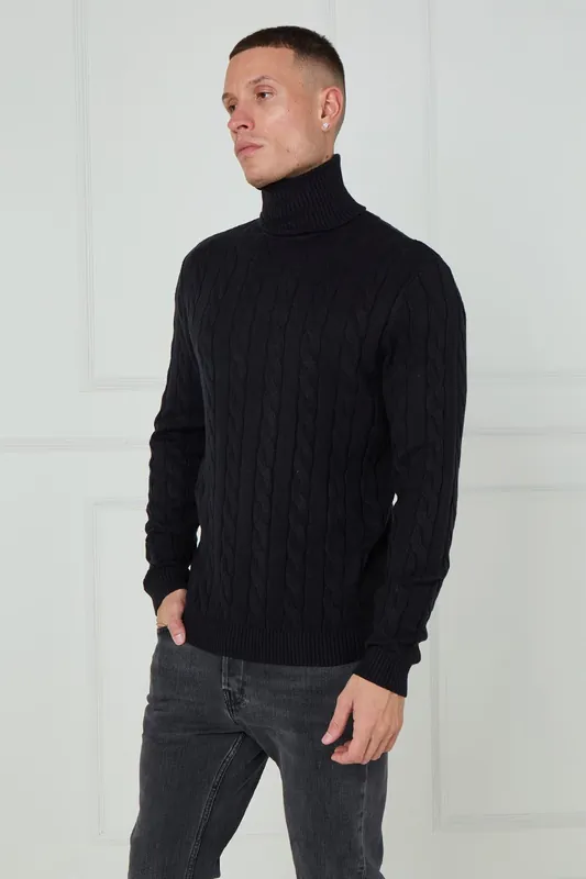 Cable Knit Turtleneck Jumper - ELAINA FASHION