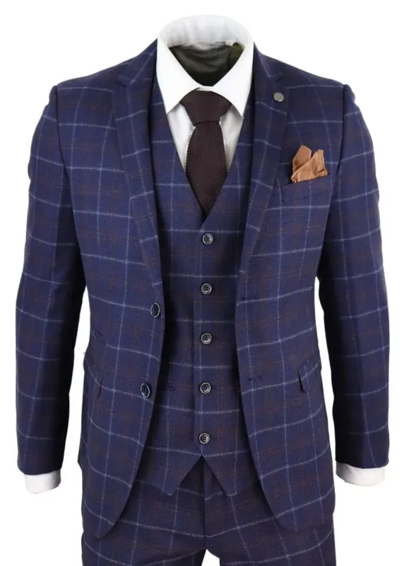 3 Piece Wool Check Retro Suit - Infinity Leather