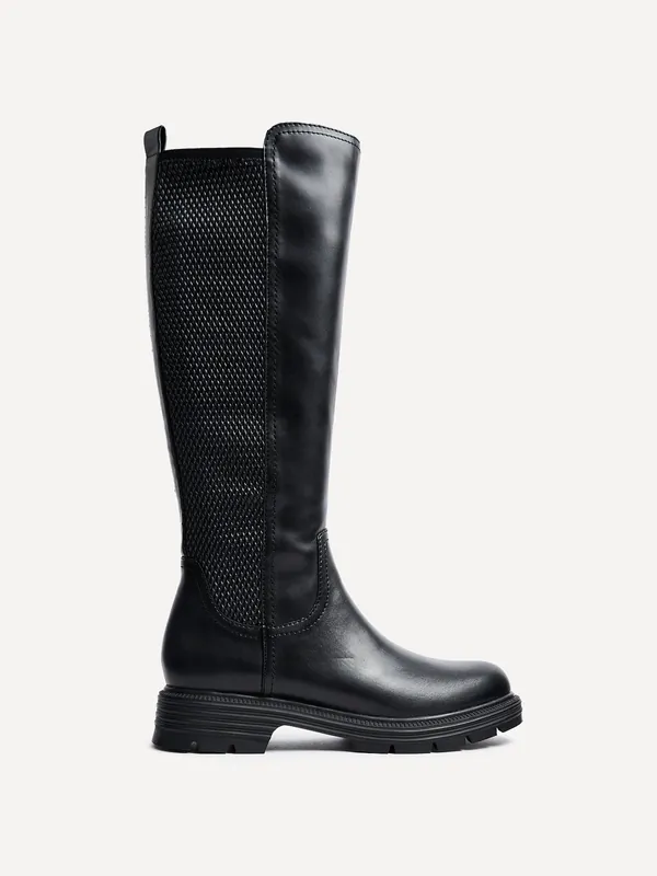Atlas Black Faux Leather Classic Riding Boot - Linzi