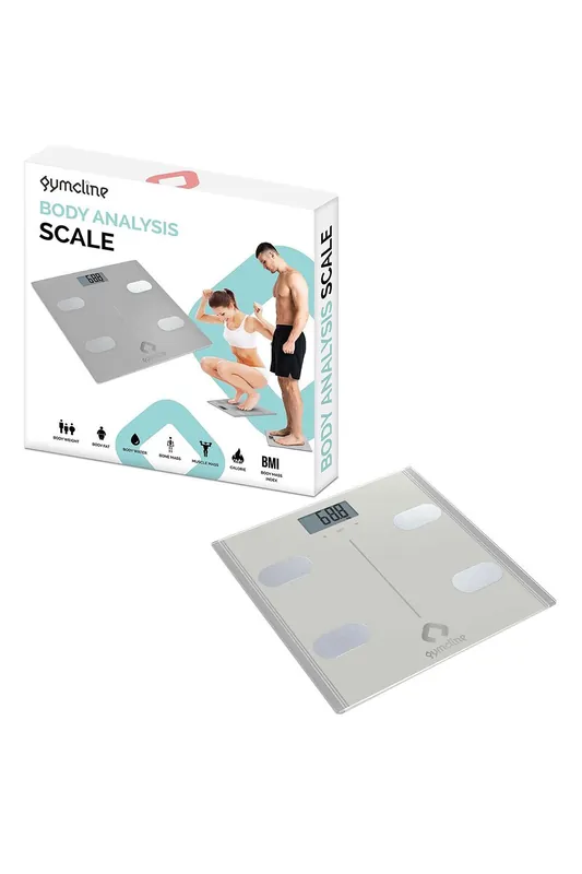 Gymcline Body Analysis Scale with BMI Report & Daily Calorie Intake Guide, Silver