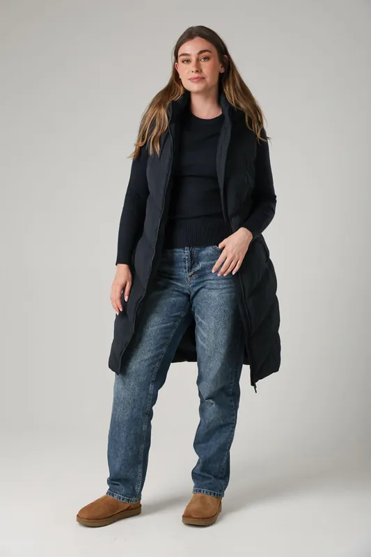 Midi Quilted Gilet with Hood - French Connection