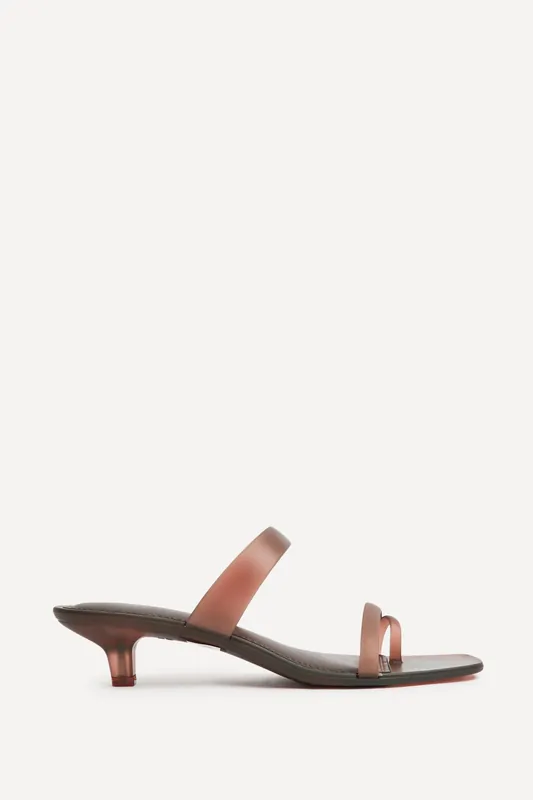 Shade Brown Jelly Heeled Sandals - Linzi