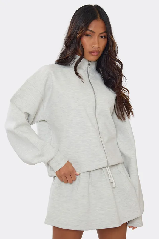Oversized Long Sleeve Zip Mini Jacket - EGO