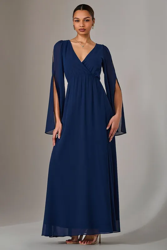 Chiffon Cap Sleeve Maxi Dress - Jolie Moi