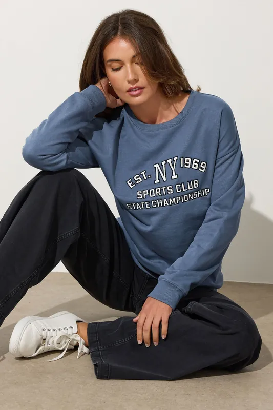 Tall Embroidered Slogan Sweatshirt - Long Tall Sally