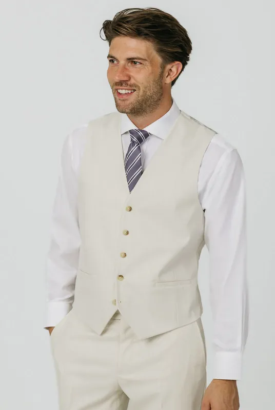 Winter White Twill Waistcoat - Dobell