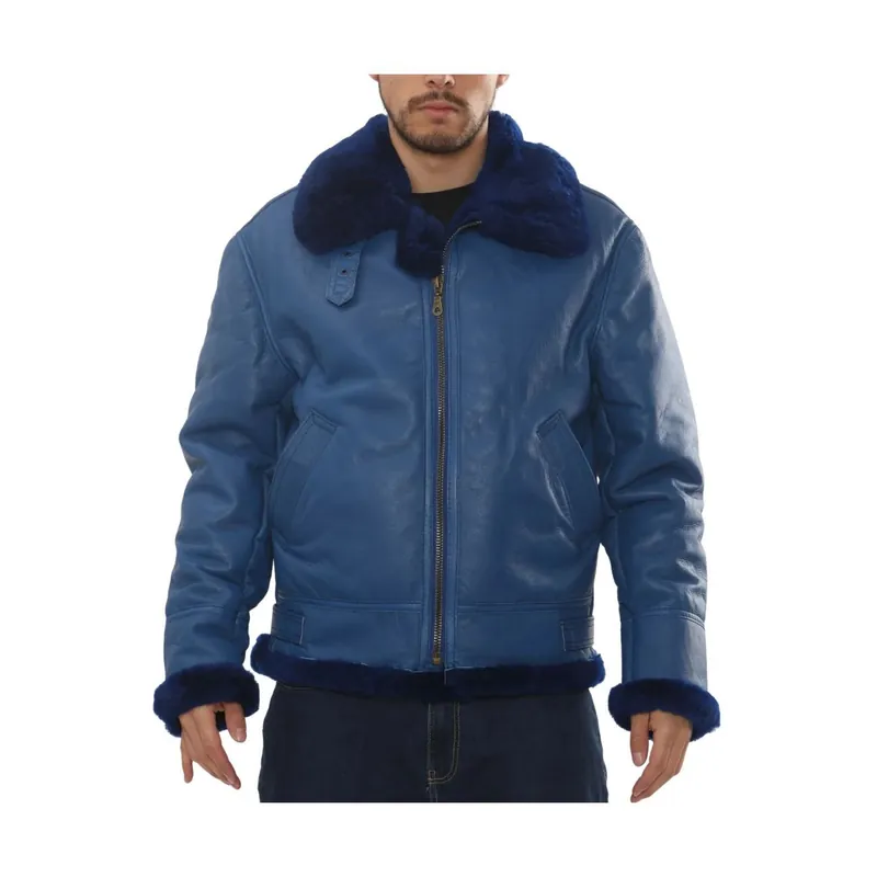 Shearling Leather Jacket Sheepskin B3 Aviator Warm Coat - TruClothing